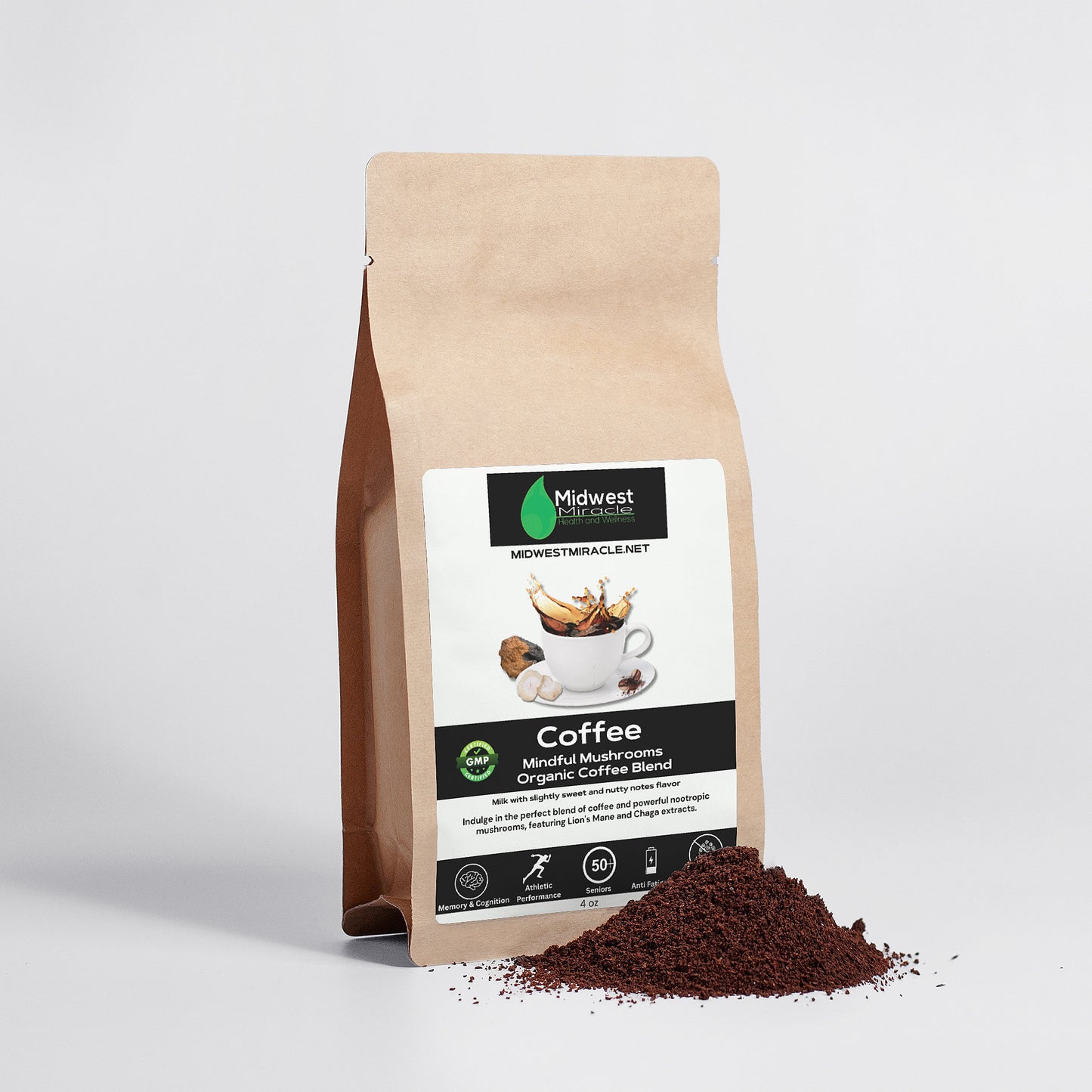 Mindful Mushrooms Organic Coffee Blend | Chaga and Lions Mane 4oz